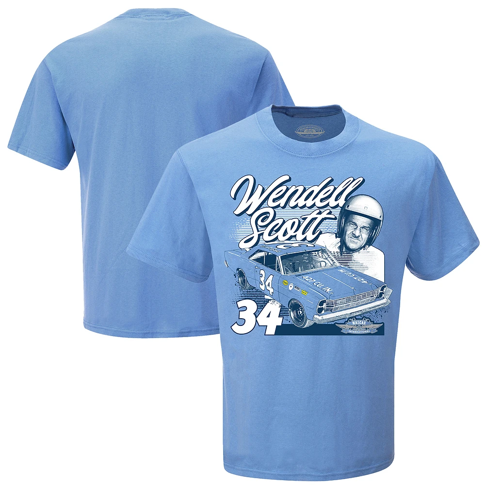 Men's Checkered Flag Light Blue Wendell Scott Graphic 1-Spot T-Shirt