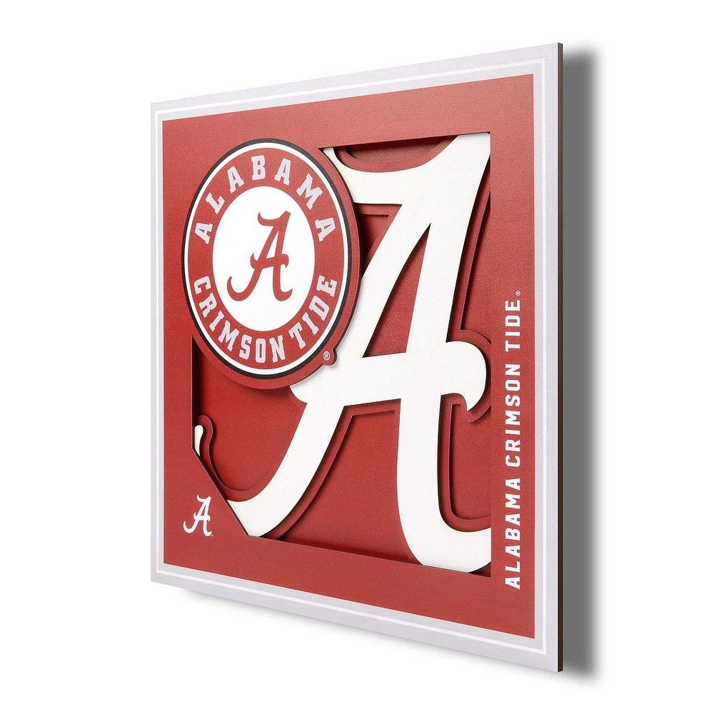 Alabama Crimson Tide 12'' x 12'' 3D Logo Wall Art
