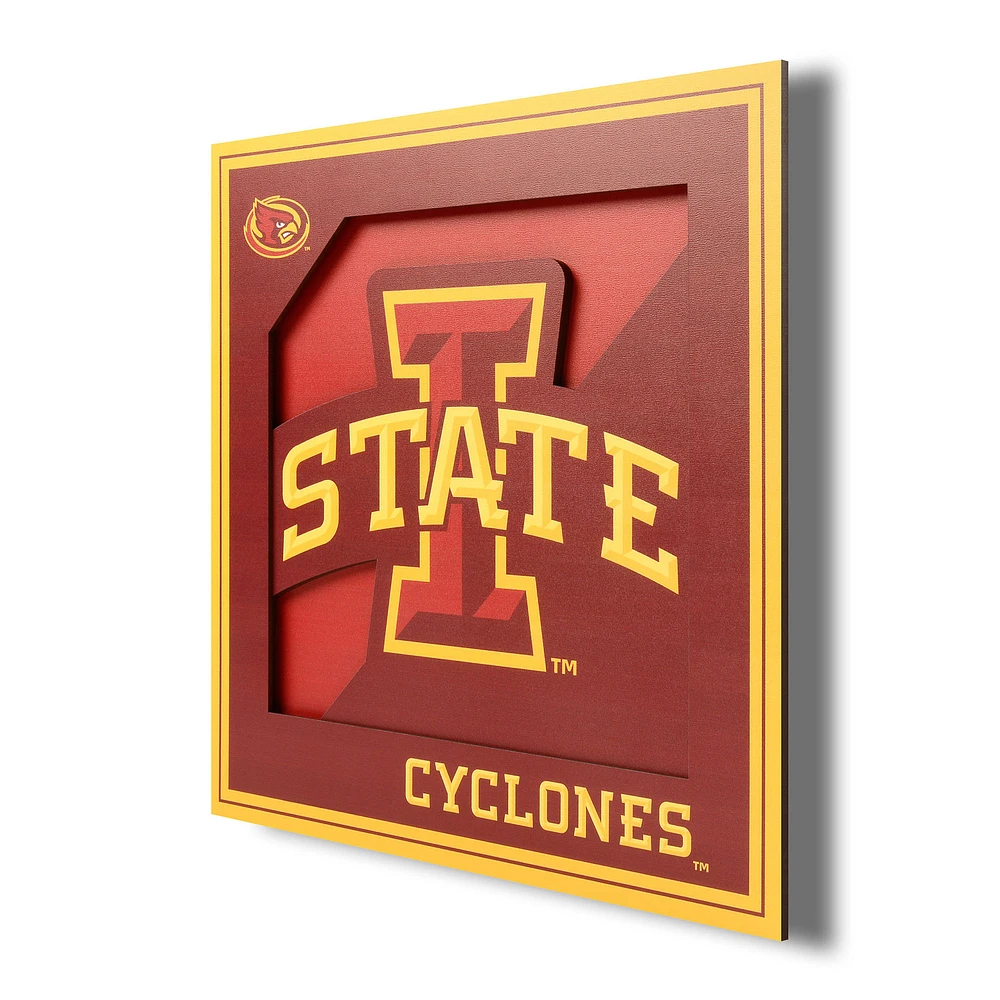 Iowa State Cyclones 12'' x 12'' 3D Logo Wall Art