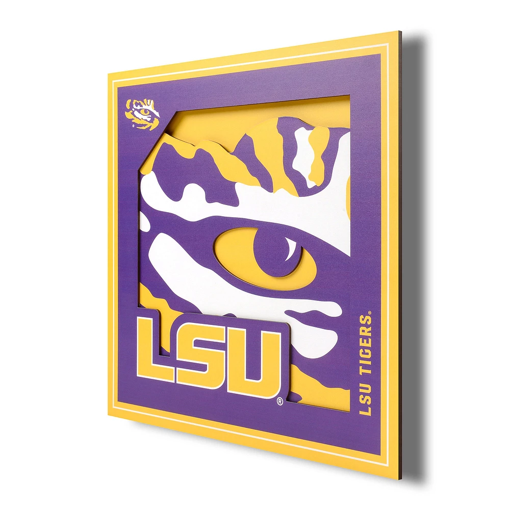 LSU Tigers 12'' x 12'' 3D Logo Wall Art