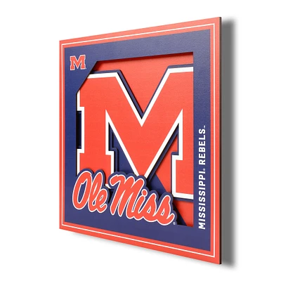 Ole Miss Rebels 12'' x 12'' 3D Logo Wall Art