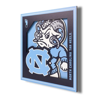 North Carolina Tar Heels 12'' x 12'' 3D Logo Wall Art