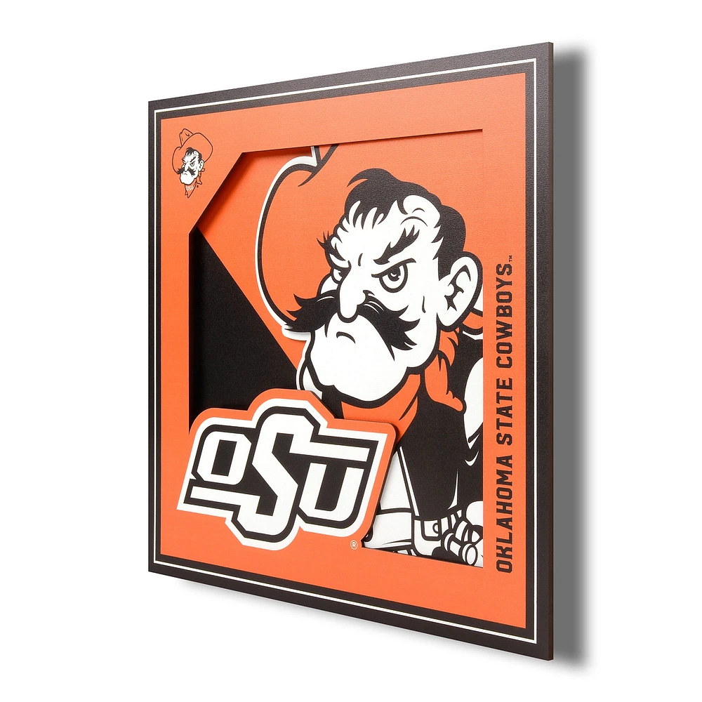 Oklahoma State Cowboys 12'' x 12'' 3D Logo Wall Art