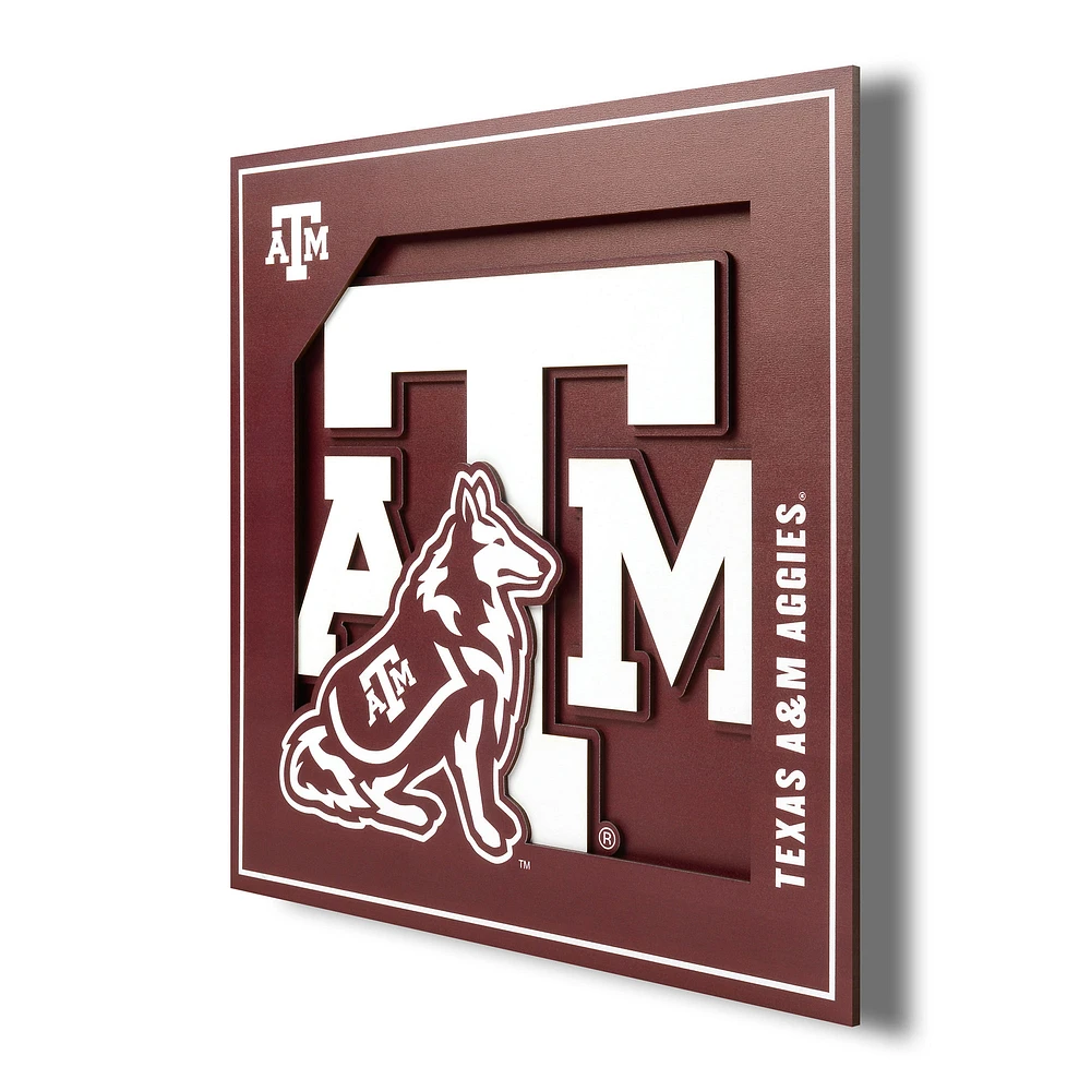 Texas A&M Aggies 12'' x 12'' 3D Logo Wall Art