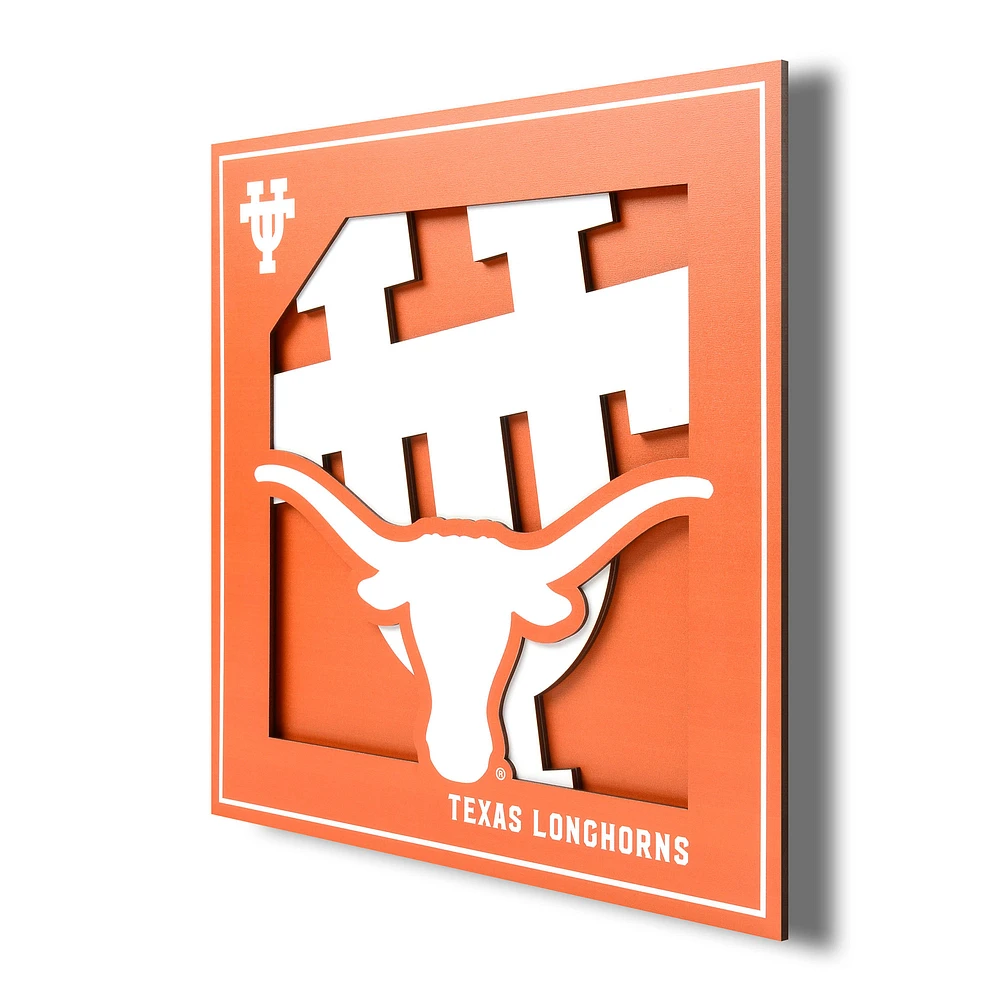 Texas Longhorns 12'' x 12'' 3D Logo Wall Art