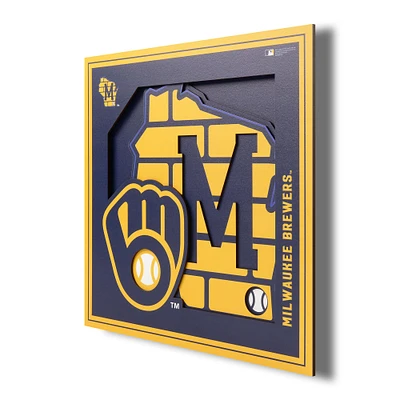 Milwaukee Brewers 12'' x 12'' 3D Logo Wall Art