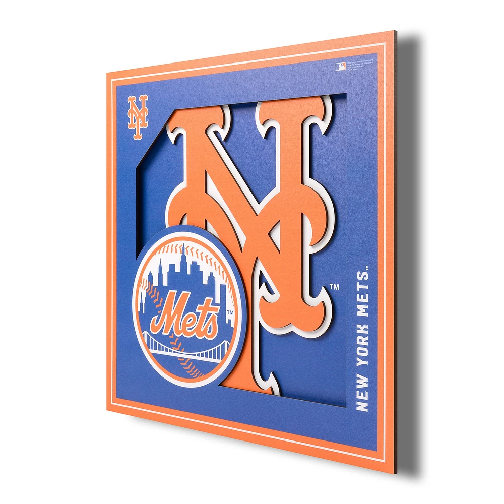 New York Mets 12'' x 12'' 3D Logo Wall Art