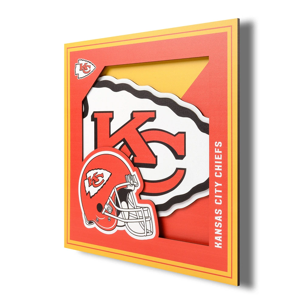 Kansas City Chiefs 12'' x 12'' 3D Logo Wall Art