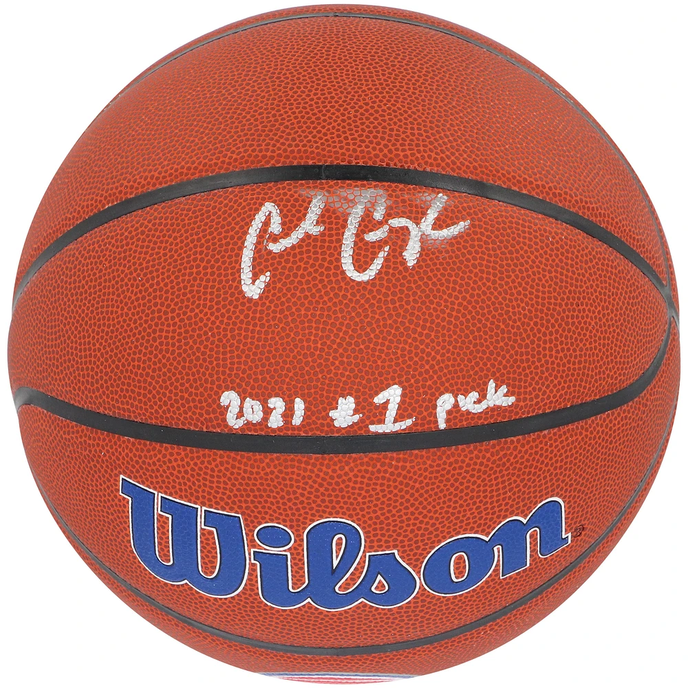 Cade Cunningham Detroit Pistons Autographed Wilson Team Logo Basketball with "2021 #1 Pick" Inscription