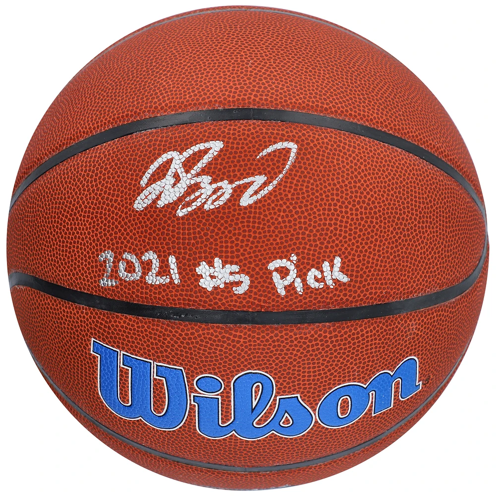 Jalen Suggs Orlando Magic Autographed Wilson Team Logo Basketball with "2021 #5 Pick" Inscription