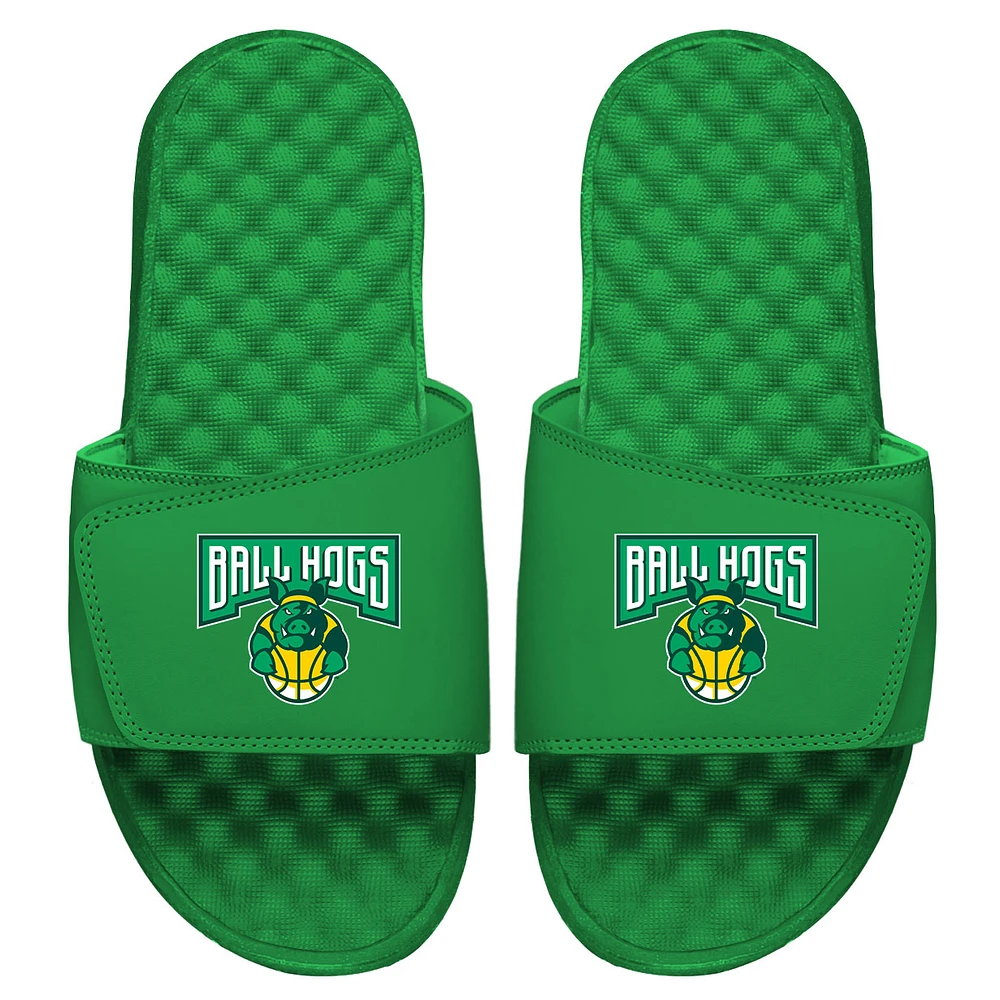 Men's ISlide Green Ball Hogs Primary Logo Slide Sandals