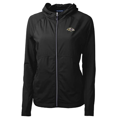 Women's Cutter & Buck Black Baltimore Ravens Adapt Eco Knit Full-Zip Hoodie