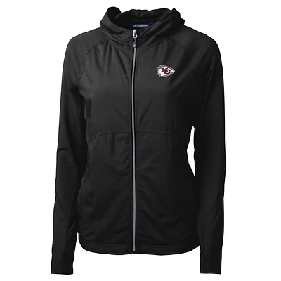 Women's Cutter & Buck Black Kansas City Chiefs Adapt Eco Knit Full-Zip Hoodie