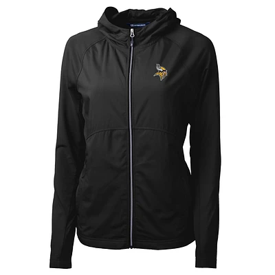 Women's Cutter & Buck Black Minnesota Vikings Adapt Eco Knit Full-Zip Hoodie