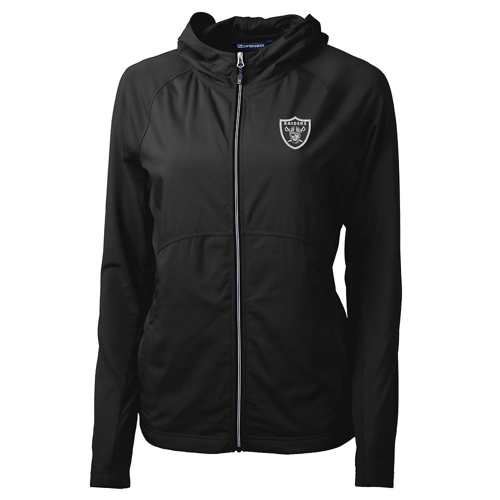 Women's Cutter & Buck Black Las Vegas Raiders Adapt Eco Knit Full-Zip Hoodie