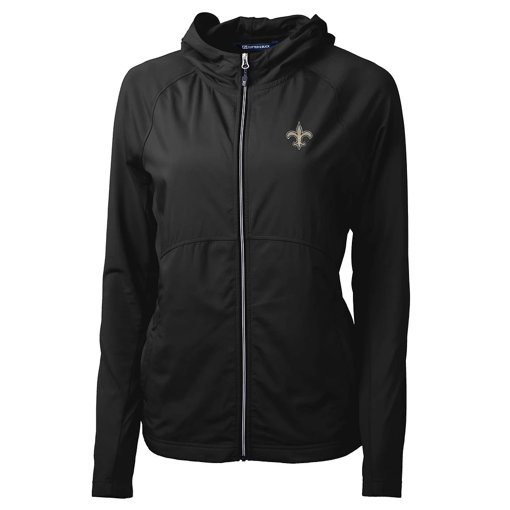 Women's Cutter & Buck Black New Orleans Saints Adapt Eco Knit Full-Zip Hoodie