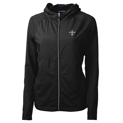 Women's Cutter & Buck Black New Orleans Saints Adapt Eco Knit Full-Zip Hoodie