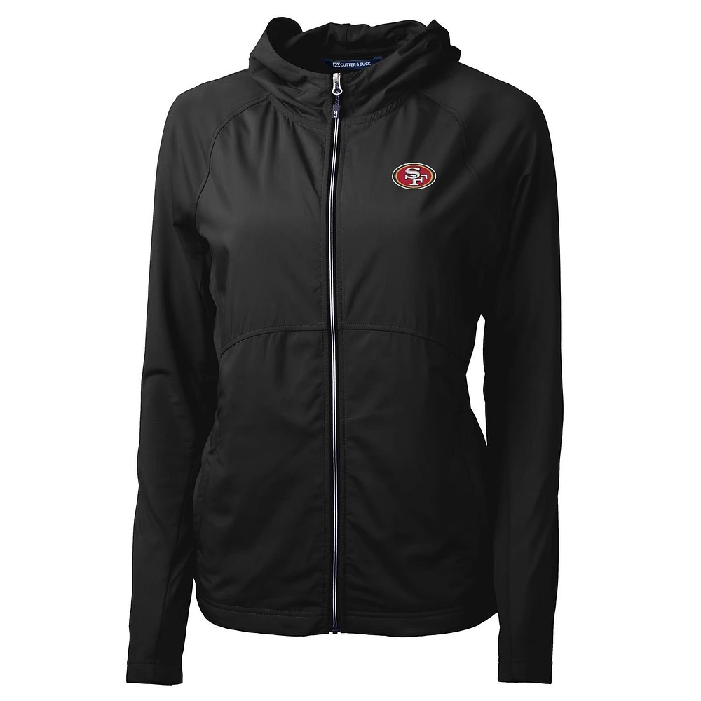 Women's Cutter & Buck Black San Francisco 49ers Adapt Eco Knit Full-Zip Hoodie