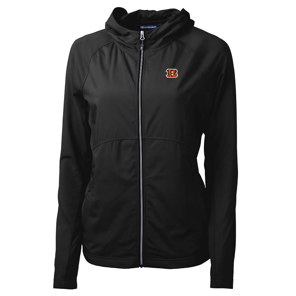 Women's Cutter & Buck Black Cincinnati Bengals Adapt Eco Knit Full-Zip Hoodie