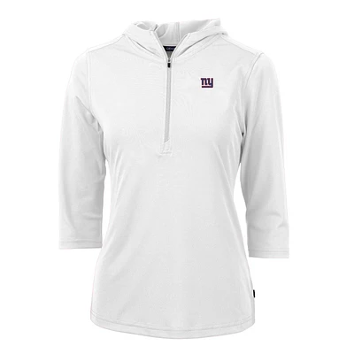 Women's Cutter & Buck New York Giants Virtue Eco Pique Half-Zip 3/4 Sleeve Pullover Hoodie