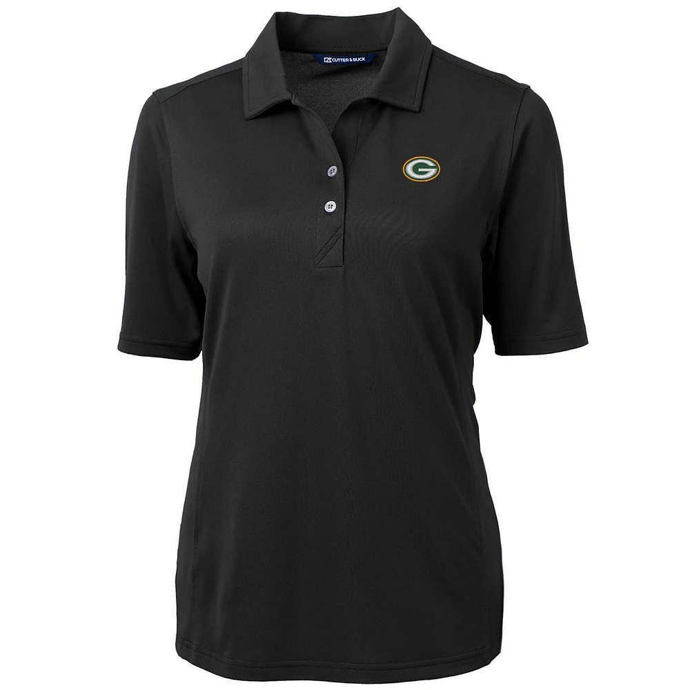 Women's Cutter & Buck Black Green Bay Packers Virtue Eco Pique Recycled Polo