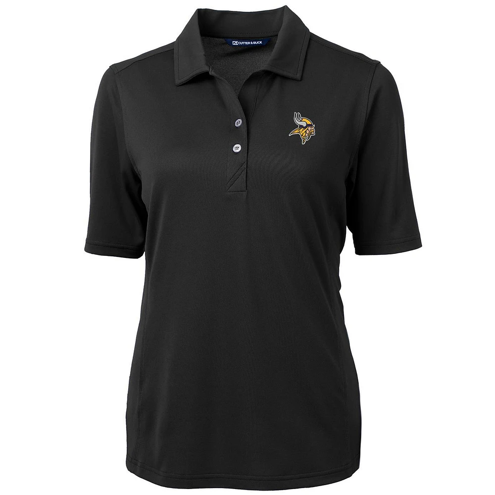Women's Cutter & Buck Black Minnesota Vikings Virtue Eco Pique Recycled Polo