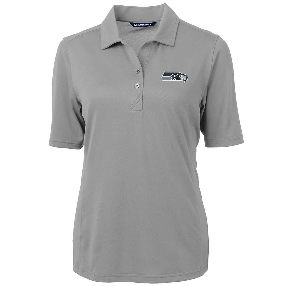 Women's Cutter & Buck Gray Seattle Seahawks Virtue Eco Pique Recycled Polo