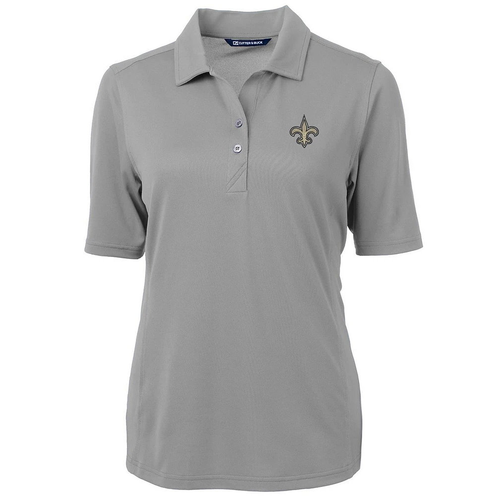 Women's Cutter & Buck Gray New Orleans Saints Virtue Eco Pique Recycled Polo
