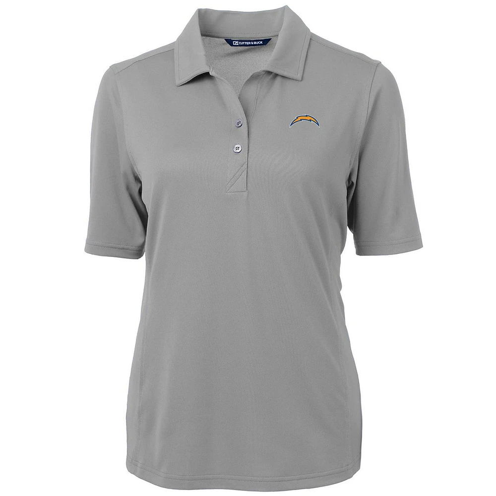 Women's Cutter & Buck Gray Los Angeles Chargers Virtue Eco Pique Recycled Polo