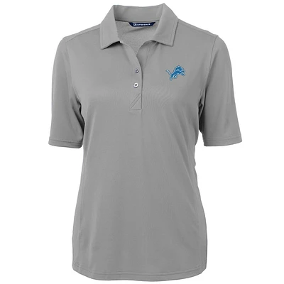 Women's Cutter & Buck Gray Detroit Lions Virtue Eco Pique Recycled Polo