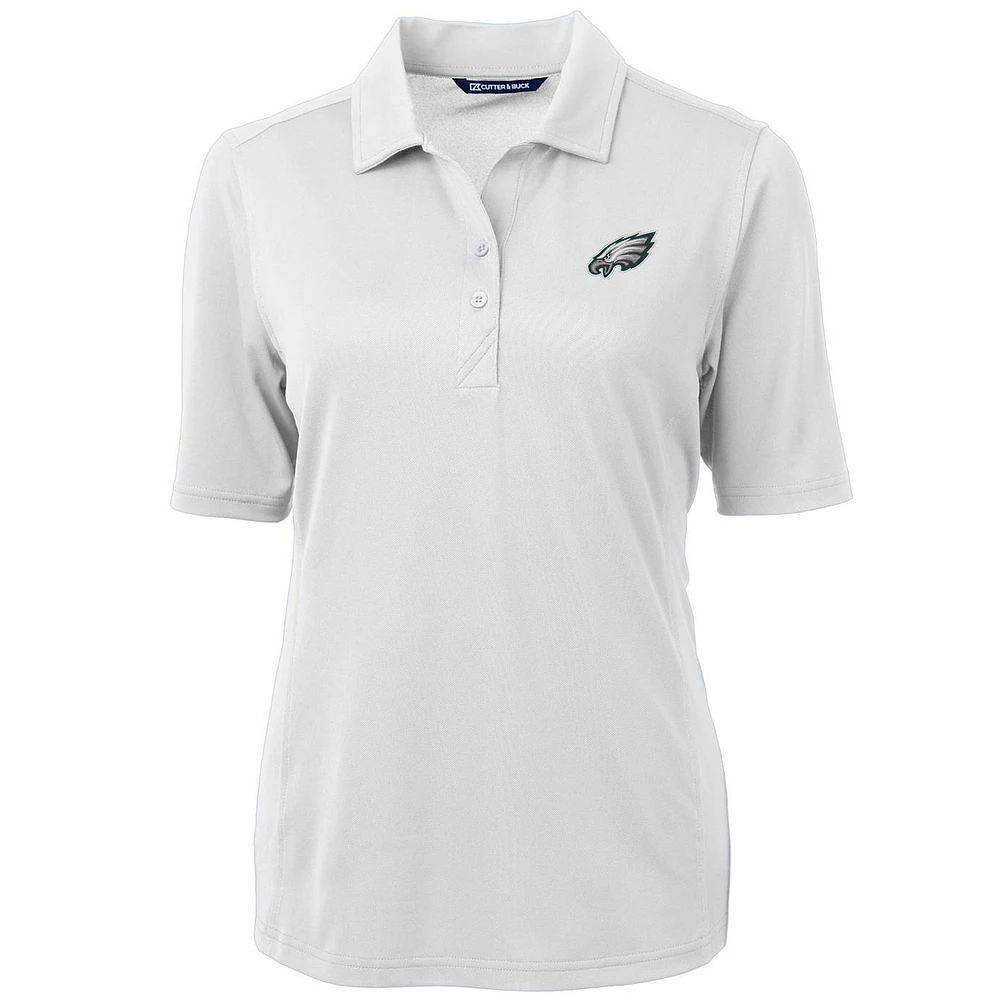Women's Cutter & Buck White Philadelphia Eagles Virtue Eco Pique Recycled Polo