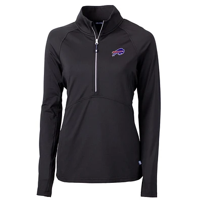 Women's Cutter & Buck Black Buffalo Bills Adapt Eco Knit Half-Zip Pullover Jacket