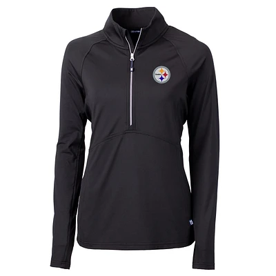 Women's Cutter & Buck Black Pittsburgh Steelers Adapt Eco Knit Half-Zip Pullover Jacket