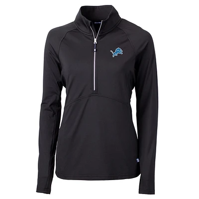Women's Cutter & Buck Black Detroit Lions Adapt Eco Knit Half-Zip Pullover Jacket