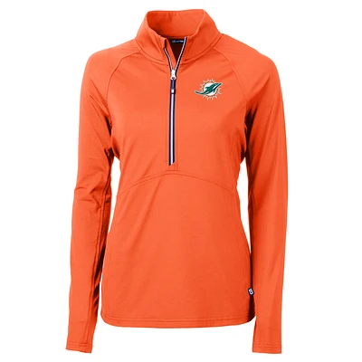 Women's Cutter & Buck Orange Miami Dolphins Adapt Eco Knit Half-Zip Pullover Jacket