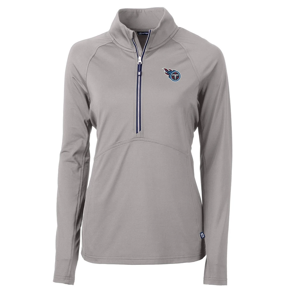 Women's Cutter & Buck Gray Tennessee Titans Adapt Eco Knit Half-Zip Pullover Jacket