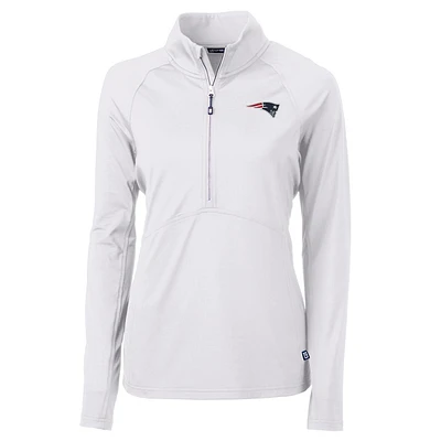 Women's Cutter & Buck White New England Patriots Adapt Eco Knit Half-Zip Pullover Jacket