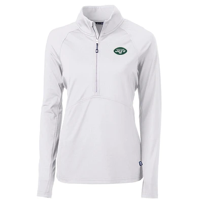 Women's Cutter & Buck White New York Jets Adapt Eco Knit Half-Zip Pullover Jacket