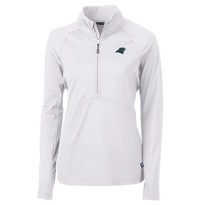 Women's Cutter & Buck White Carolina Panthers Adapt Eco Knit Half-Zip Pullover Jacket