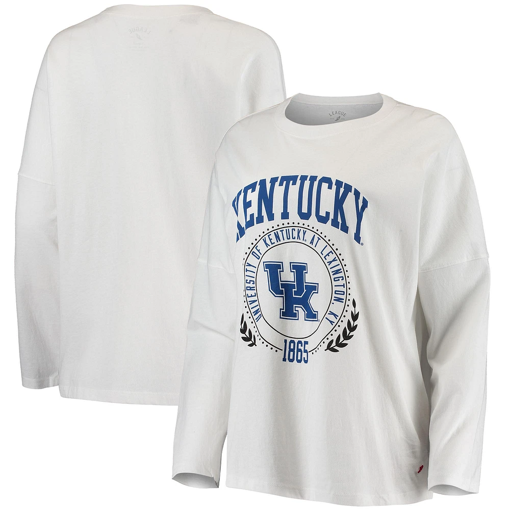 Women's League Collegiate Wear White Kentucky Wildcats Clothesline Oversized Long Sleeve T-Shirt