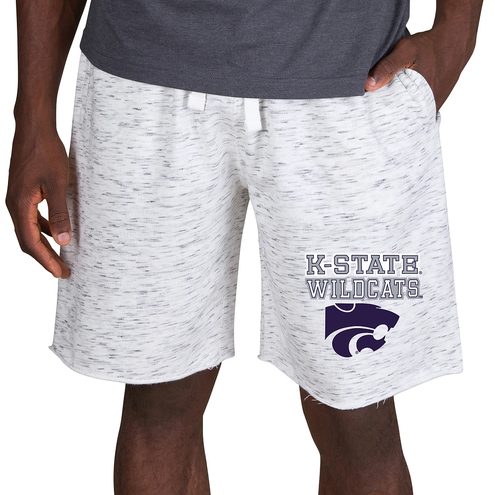 Men's Concepts Sport White/Charcoal Kansas State Wildcats Alley Fleece Shorts