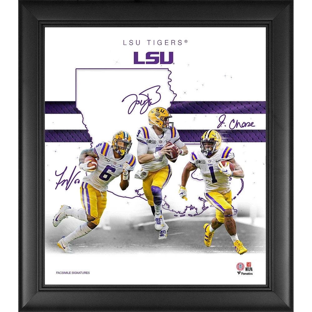Terrace Marshall Jr. Joe Burrow & Ja'Marr Chase LSU Tigers Facsimile Signatures Framed 15'' x 17'' 2021 Franchise Foundations Collage