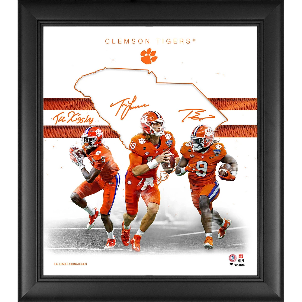 Tee Higgins Trevor Lawrence & Travis Etienne Clemson Tigers Facsimile Signatures Framed 15'' x 17'' 2021 Franchise Foundations Collage
