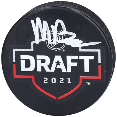 Matty Beniers Seattle Kraken Autographed 2021 NHL Draft Logo Hockey Puck