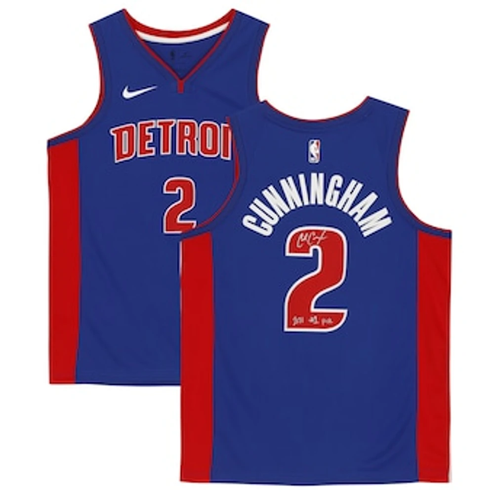 Cade Cunningham Detroit Pistons Autographed Swingman Jersey with "2021 #1 Pick" Inscription