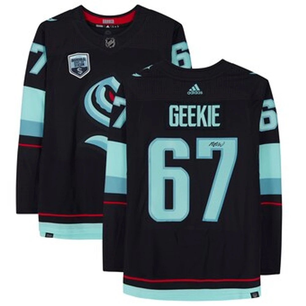 Morgan Geekie Seattle Kraken Autographed Deep Sea Blue adidas Authentic Jersey