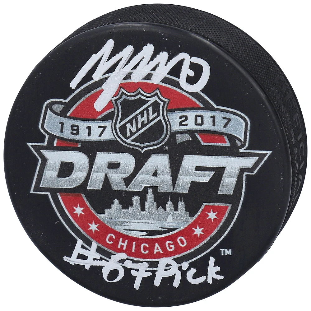 Morgan Geekie Seattle Kraken Autographed 2017 NHL Draft Logo Hockey Puck with "#67 Pick" Inscription