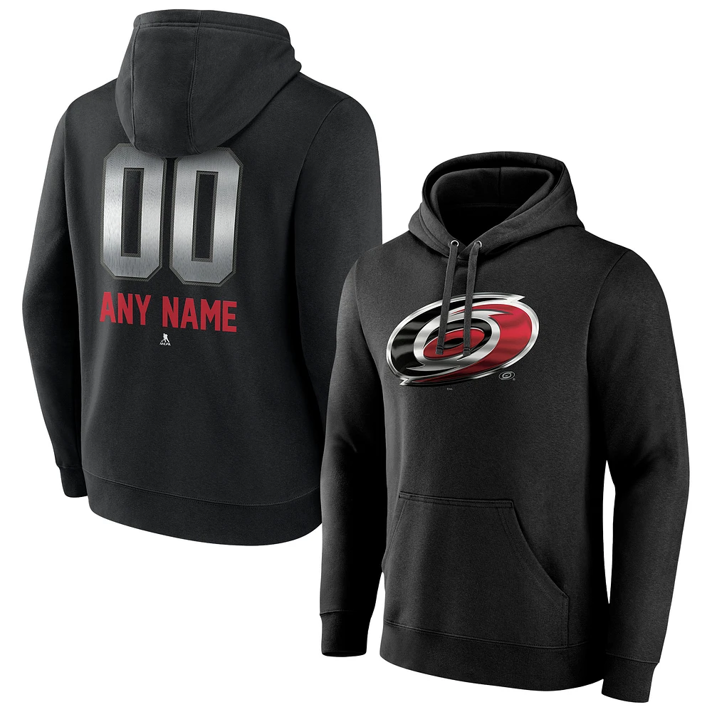 Men's Black Carolina Hurricanes Personalized Midnight Mascot Logo Pullover Hoodie