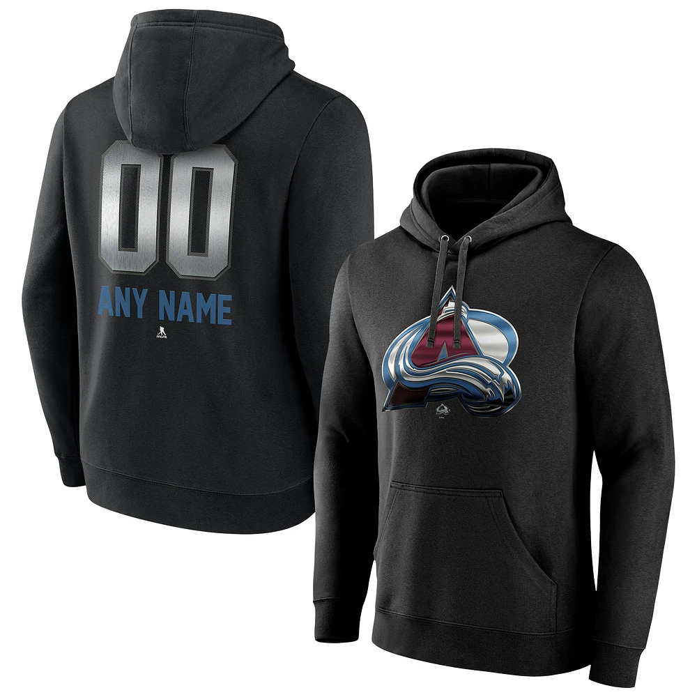 Men's Black Colorado Avalanche Personalized Midnight Mascot Logo Pullover Hoodie