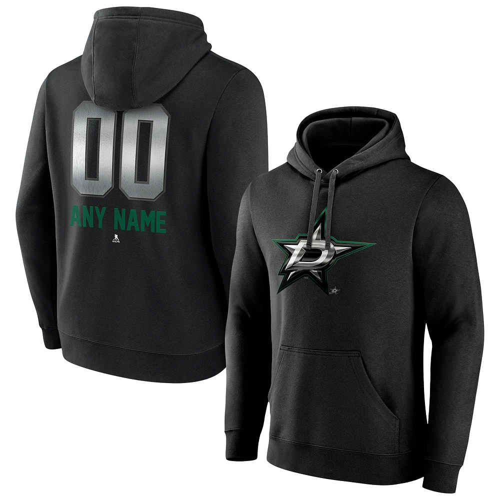 Men's Black Dallas Stars Personalized Midnight Mascot Logo Pullover Hoodie